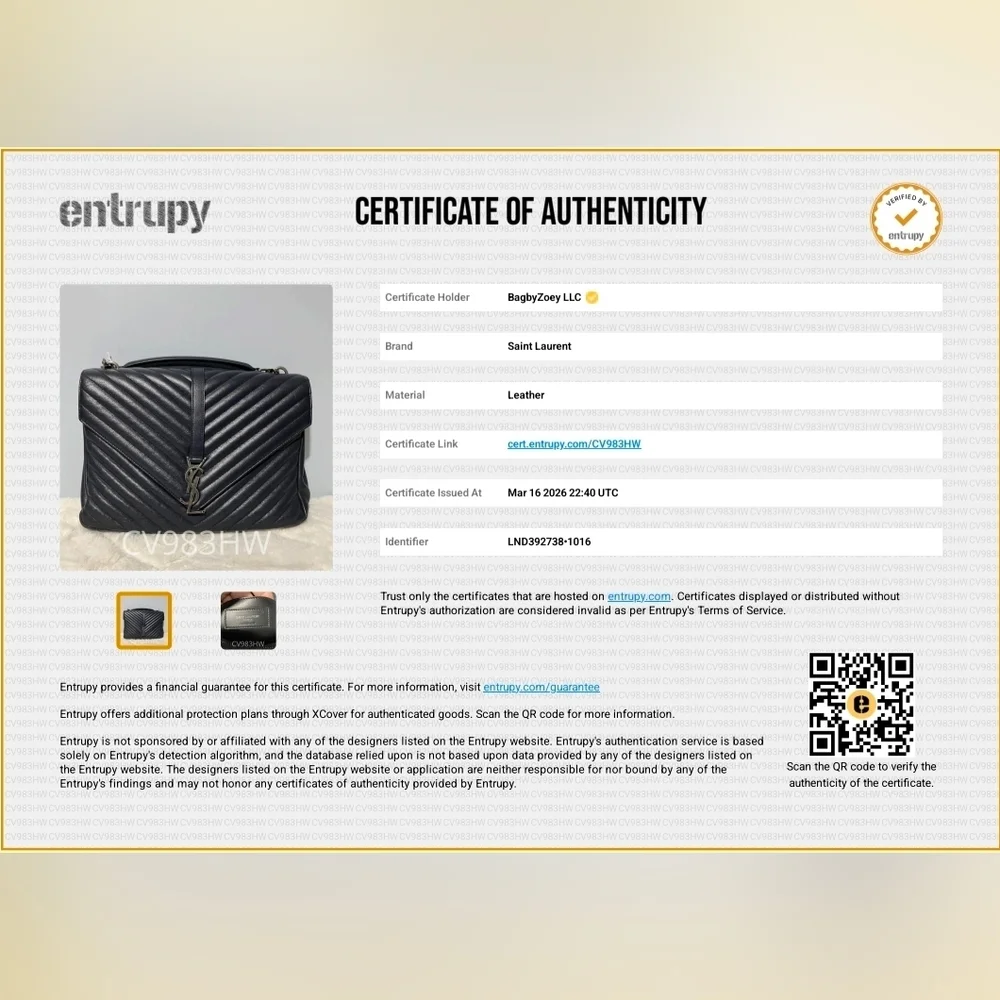 CE28 💟 Saint Laurent Leather College Large - Picture 2 of 16